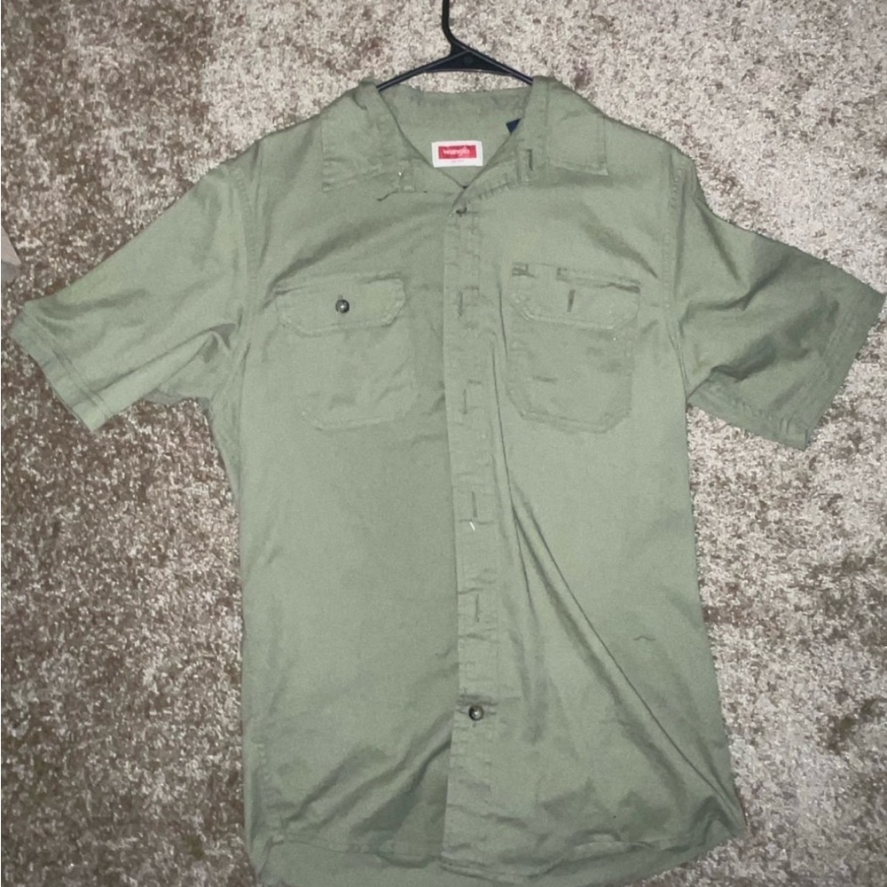 Wrangler Olive Green Casual Button Down Shirt